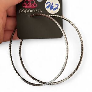 Paparazzi Textured Silver Hoops
